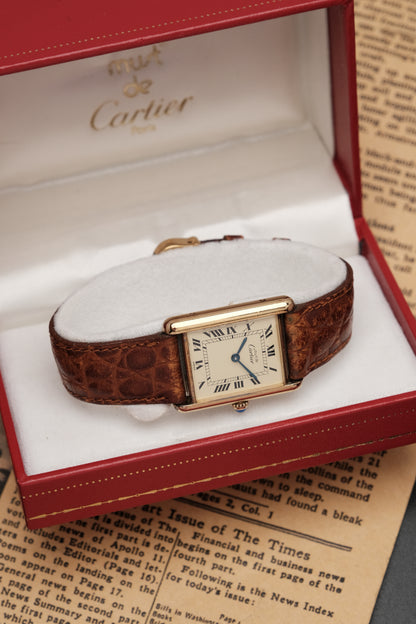 CARTIER MUST DE TANK VERMEIL (LM 23x31mm) ROMAN DIAL QUARTZ Ref.590005
