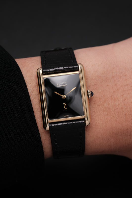 CARTIER MUST DE TANK (LM 23x31mm) Hand Winding VERMEIL Black DIAL 6173765