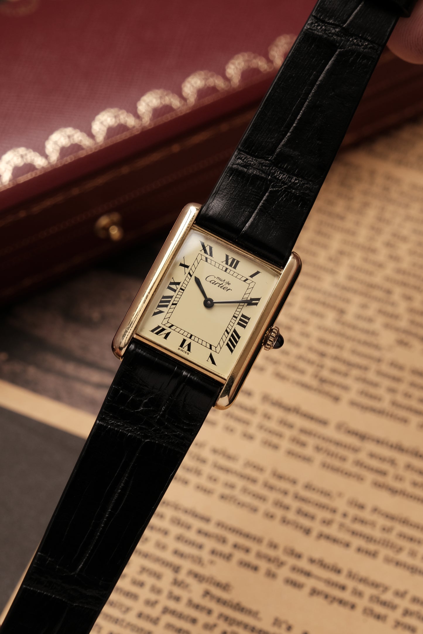 CARTIER MUST DE CARTIER TANK Hand Winding VERMEIL ROMAN DIAL REF. 6 097875