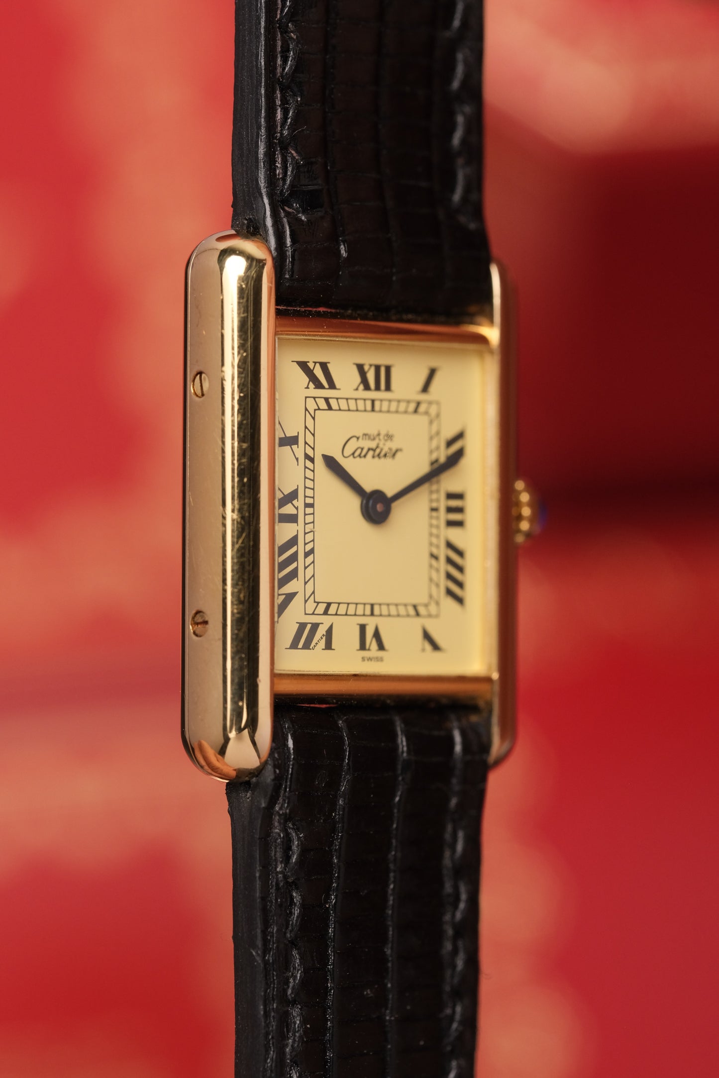 1999 Vintage Cartier Tank Vermeil 1613 ROMAN DIAL QUARTZ 20x28mm + Box and Paper