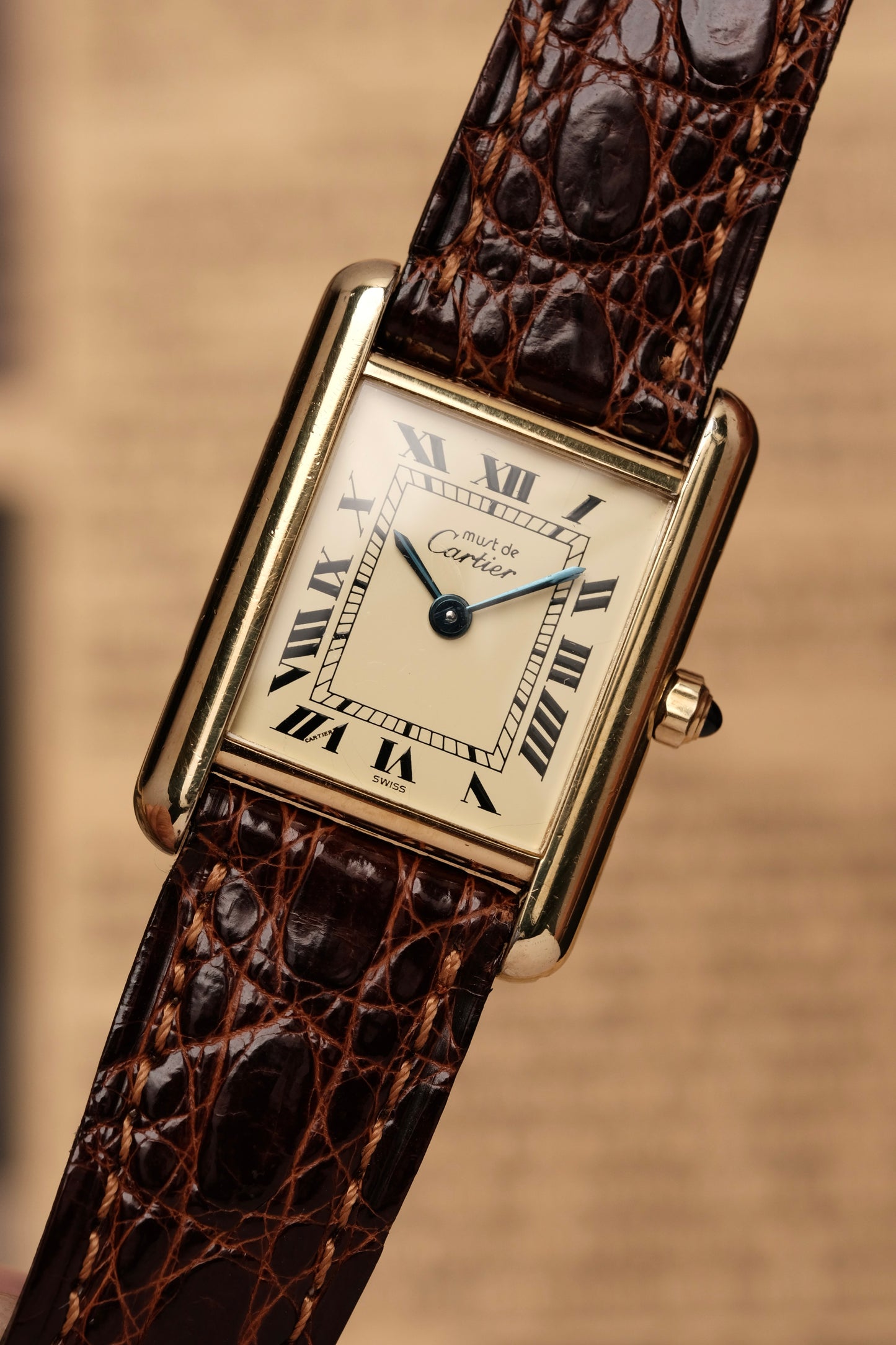 Vintage Cartier Must De Tank Vermeil (SM 20x28mm) ROMAN DIAL QUARTZ Ref.87728
