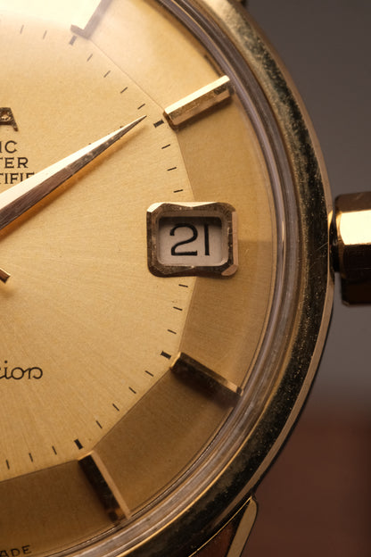 OMEGA CONSTELLATION PIE PAN DOG LEG GOLD AUTOMATIC CHRONOMETER REF. 168.005