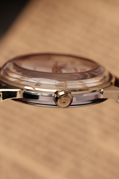 1966 OMEGA CONSTELLATION PIE PAN DOG LEG White Dial AUTOMATIC CHRONOMETER REF. 168.005 ( Dark Brown Strap)