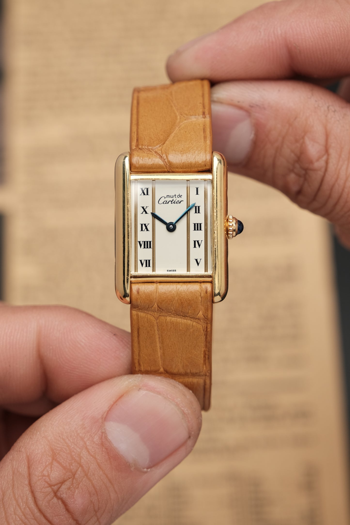 CARTIER MUST DE TANK VERMEIL (SM 20x28mm) COLUMN DIAL QUARTZ Ref.5057001