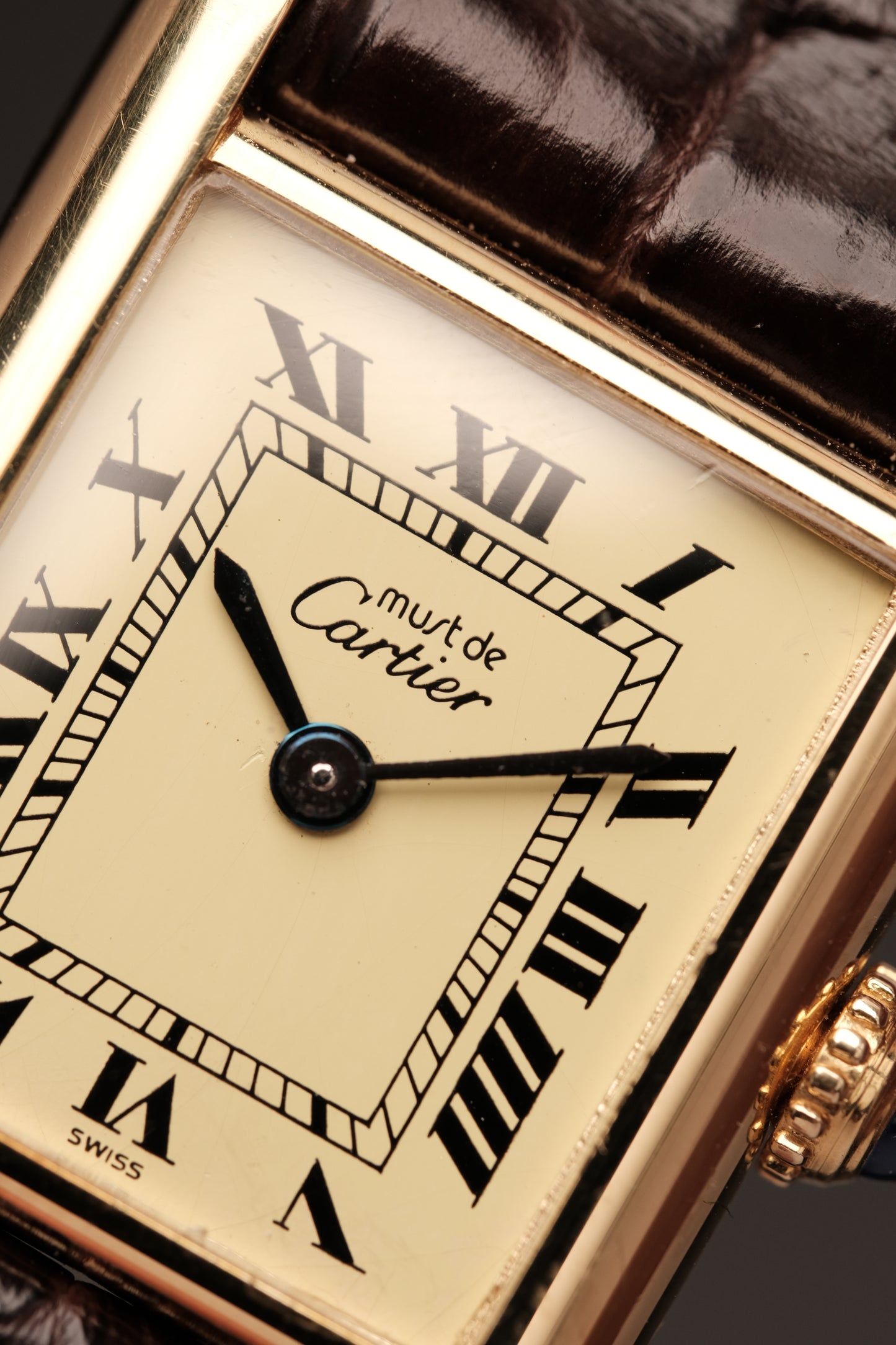 Vintage Cartier Must De Tank Vermeil (SM 20x28mm) ROMAN Ivory DIAL QUARTZ Ref.5057001