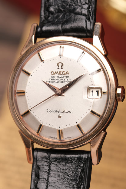 1966 OMEGA CONSTELLATION PIE PAN DOG LEG ROSE GOLD AUTOMATIC CHRONOMETER REF. 168.005