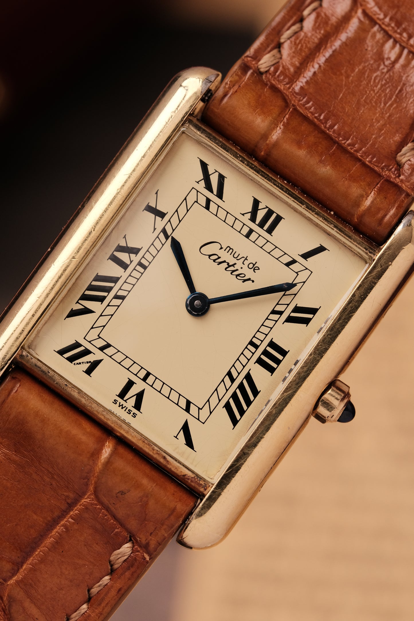 CARTIER MUST DE CARTIER TANK VERMEIL ROMAN DIAL REF. 64221