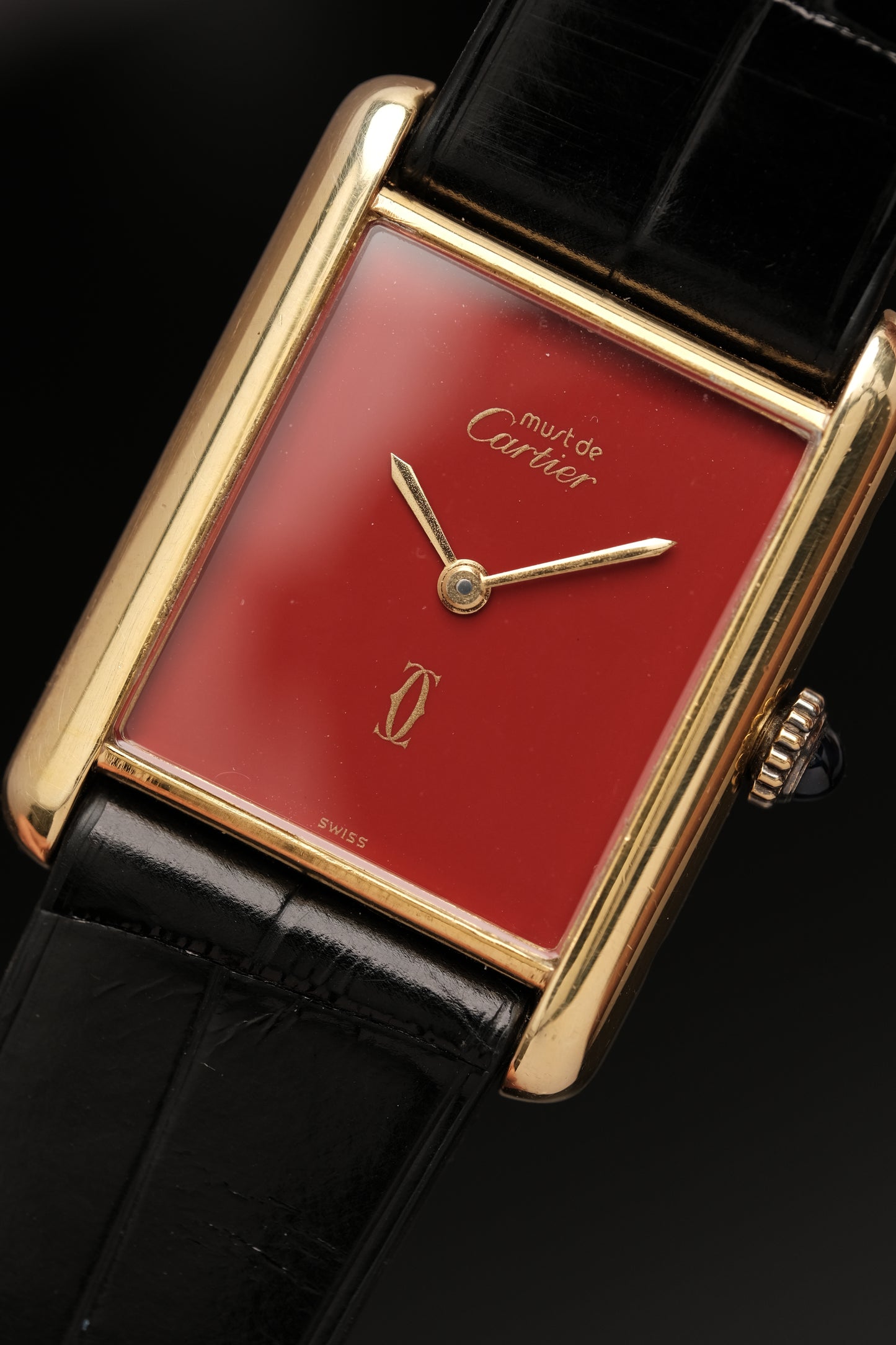 CARTIER MUST DE TANK VERMEIL (LM 23x31mm) HAND WINDING FERRARI RED DIAL