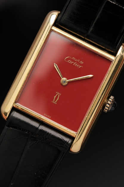 CARTIER MUST DE TANK VERMEIL (LM 23x31mm) HAND WINDING FERRARI RED DIAL