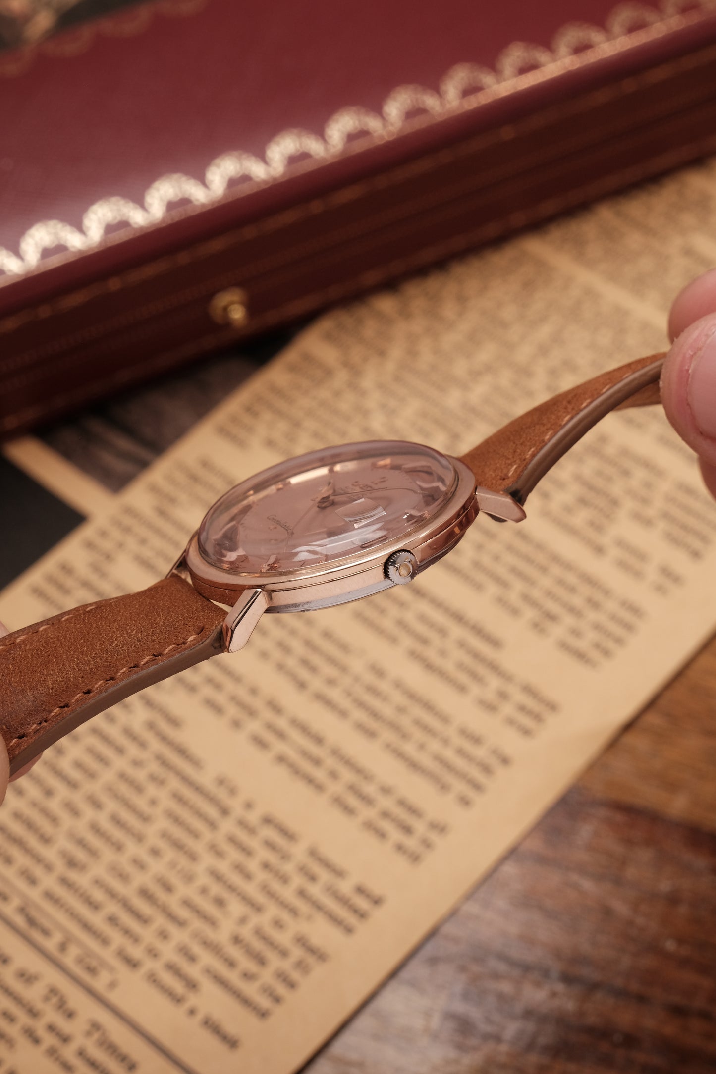 1966 OMEGA CONSTELLATION PIE PAN Mirror Rose Gold Dial (Salmon Dial )CHRONOMETER REF 168.004