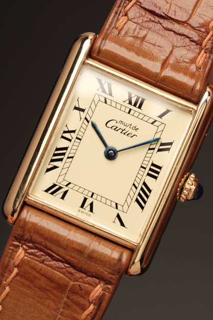 CARTIER MUST DE TANK VERMEIL (LM 23x31mm) ROMAN DIAL QUARTZ