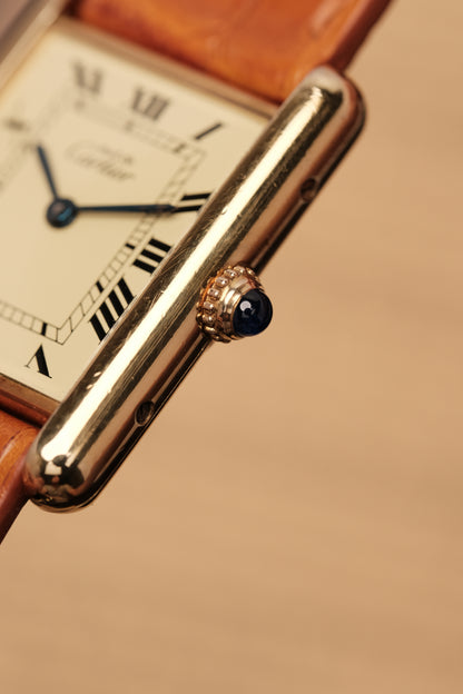 1990's CARTIER MUST DE CARTIER TANK VERMEIL ROMAN DIAL Quartz
