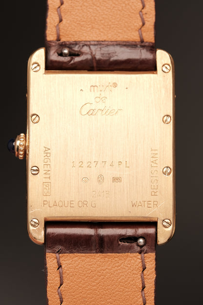 Vintage Cartier Must De Tank (XL 26x34mm) ROMAN DIAL QUARTZ Ref.2413 + Dark Brown Strap