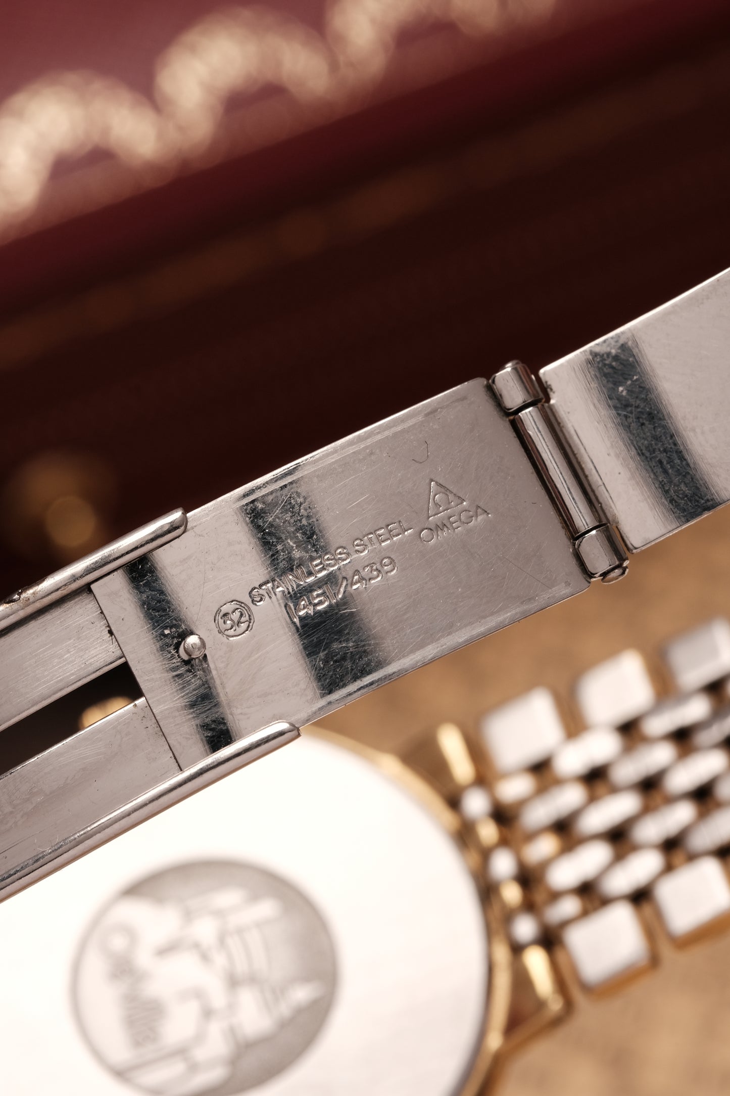 1990's (New Old Stock) Omega De Ville 395 0875.2 Quartz Gold Plated Integrated Bracelet