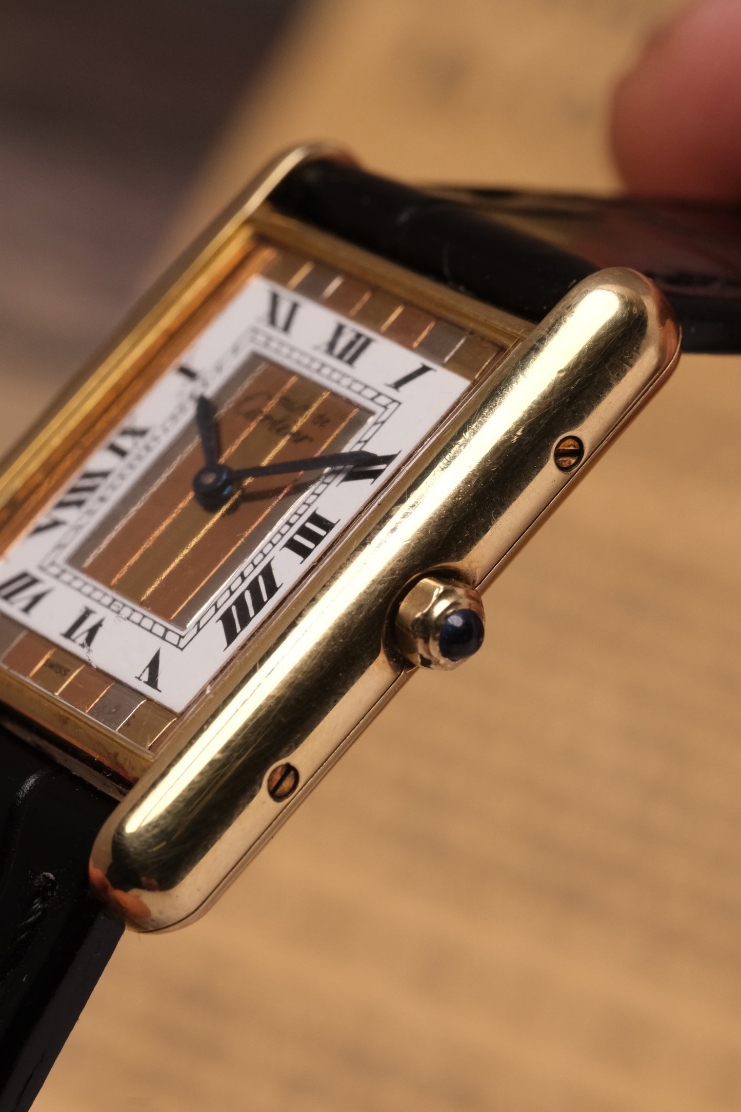CARTIER MUST DE CARTIER TANK VERMEIL "TRINITY" DIAL REF. 681006