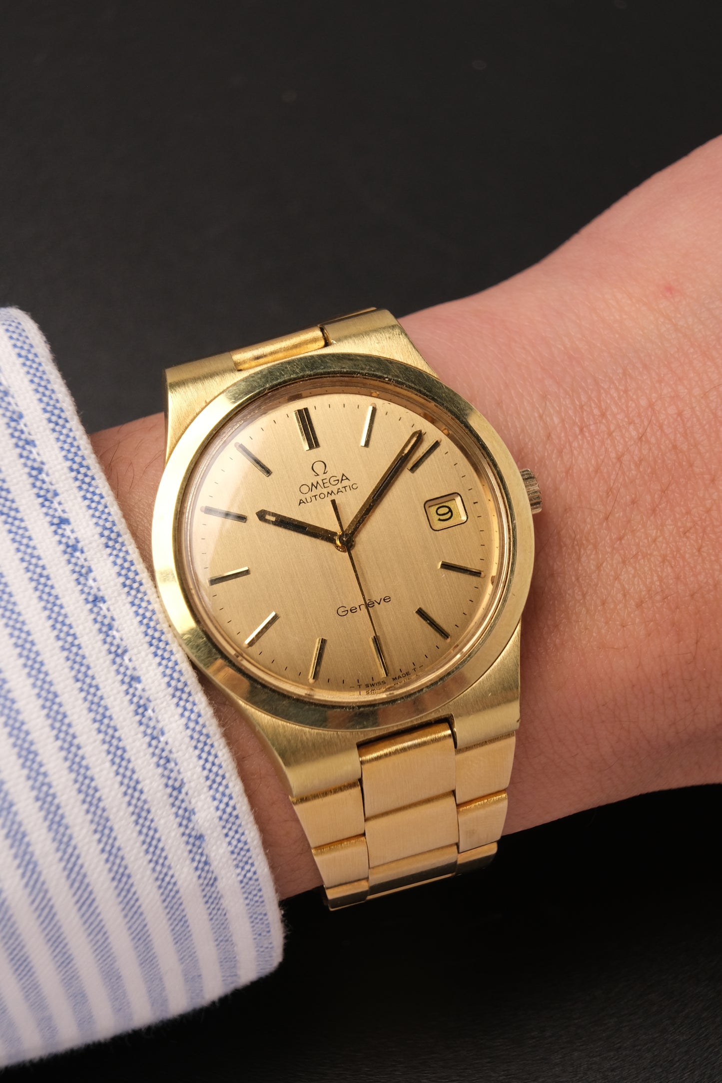 Vintage Omega Genève 166.0173 Gold Case Gold Bracelet