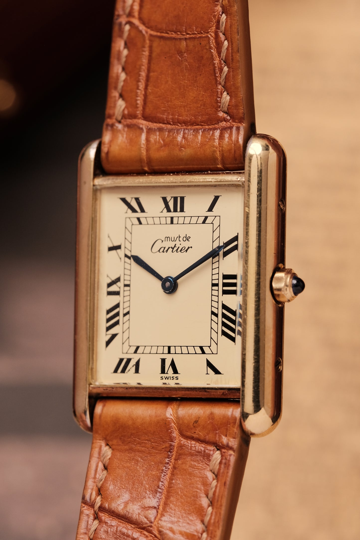 CARTIER MUST DE CARTIER TANK VERMEIL ROMAN DIAL REF. 64221