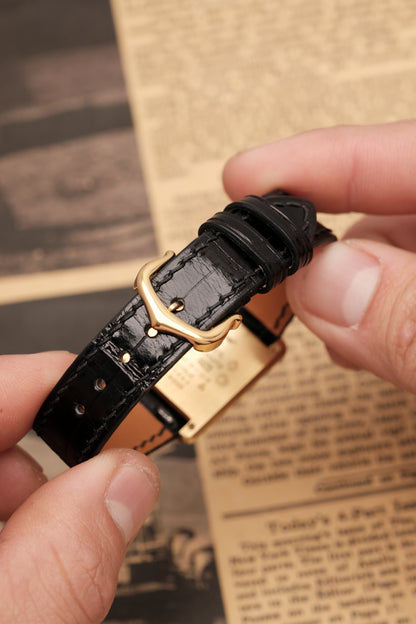CARTIER MUST DE TANK VERMEIL (LM 23x31mm) ROMAN DIAL QUARTZ + Black Strap