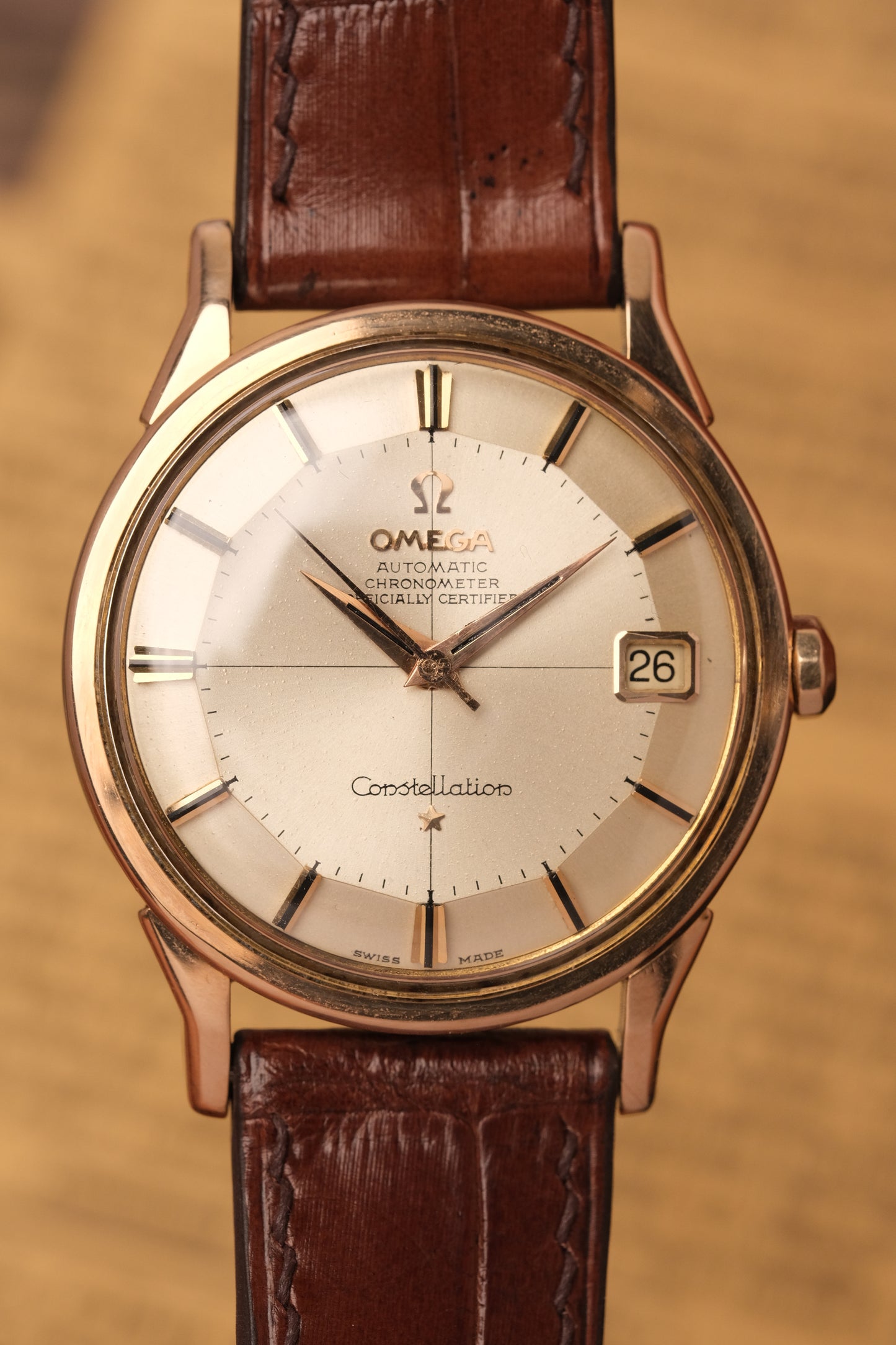 1962 OMEGA CONSTELLATION PIE PAN CROSS HAIR ROSE GOLD AUTOMATIC CHRONOMETER REF. 1490-61 SC