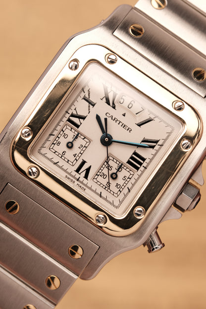 Cartier Santos Galbée Chronoflex Gold/Steel White Dial LM (29x41mm)Ref. 2425 + Box