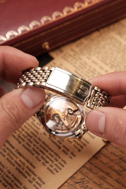 OMEGA CONSTELLATION PIE PAN DOG LEG GOLD AUTOMATIC CHRONOMETER REF. 168.005 (MOD CASE BACK)