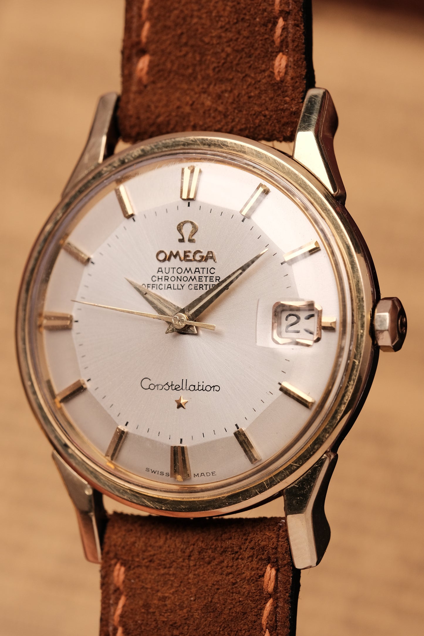 1966 OMEGA CONSTELLATION PIE PAN DOG LEG White Dial AUTOMATIC CHRONOMETER REF. 168.005