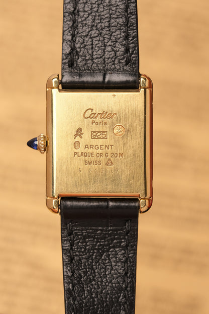 CARTIER MUST DE CARTIER TANK 23x31 Hand Winding VERMEIL Black DIAL REF. 6 213967