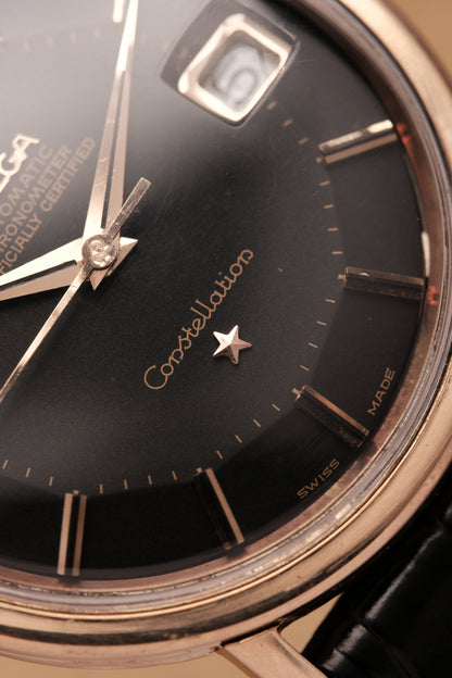 1966 OMEGA CONSTELLATION PIE PAN  Black Dial Rose Gold AUTOMATIC CHRONOMETER REF. 168.004