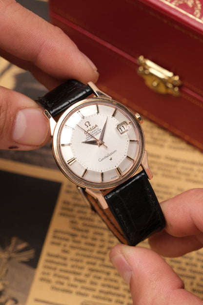1966 OMEGA CONSTELLATION PIE PAN DOG LEG ROSE GOLD AUTOMATIC CHRONOMETER REF. 168.005