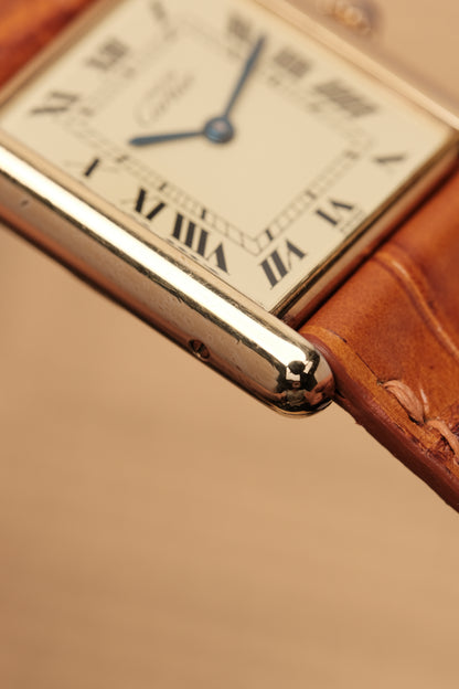 1990's CARTIER MUST DE CARTIER TANK VERMEIL ROMAN DIAL Quartz