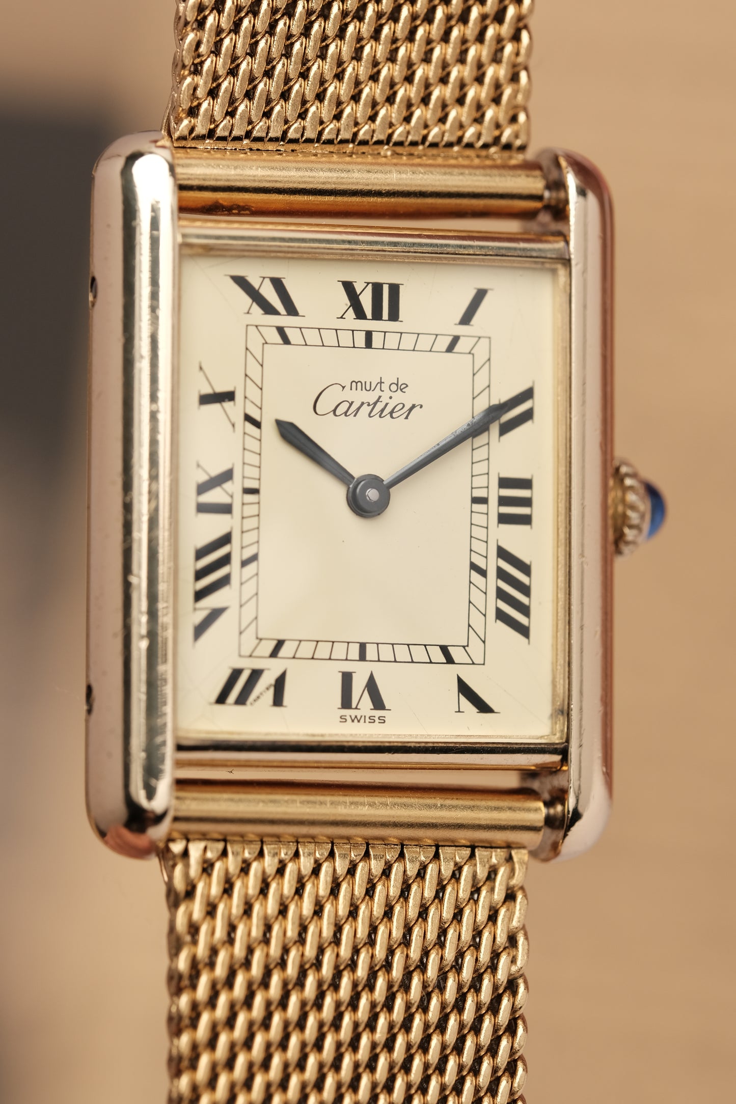 CARTIER MUST DE TANK VERMEIL (LM 23x31mm) ROMAN DIAL HAND WINDING 6144974 + BOX