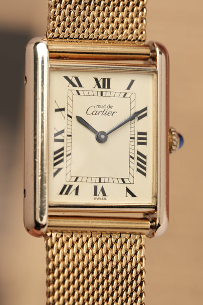 CARTIER MUST DE TANK VERMEIL (LM 23x31mm) ROMAN DIAL HAND WINDING 6144974 + BOX