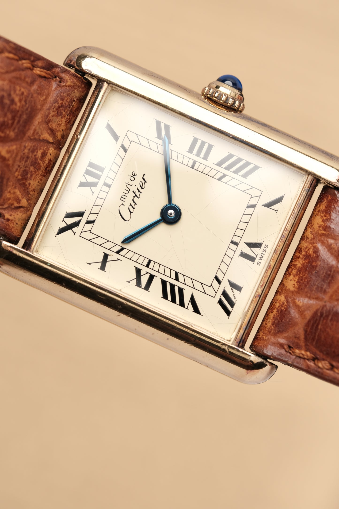 CARTIER MUST DE TANK VERMEIL (LM 23x31mm) ROMAN DIAL QUARTZ Ref.590005
