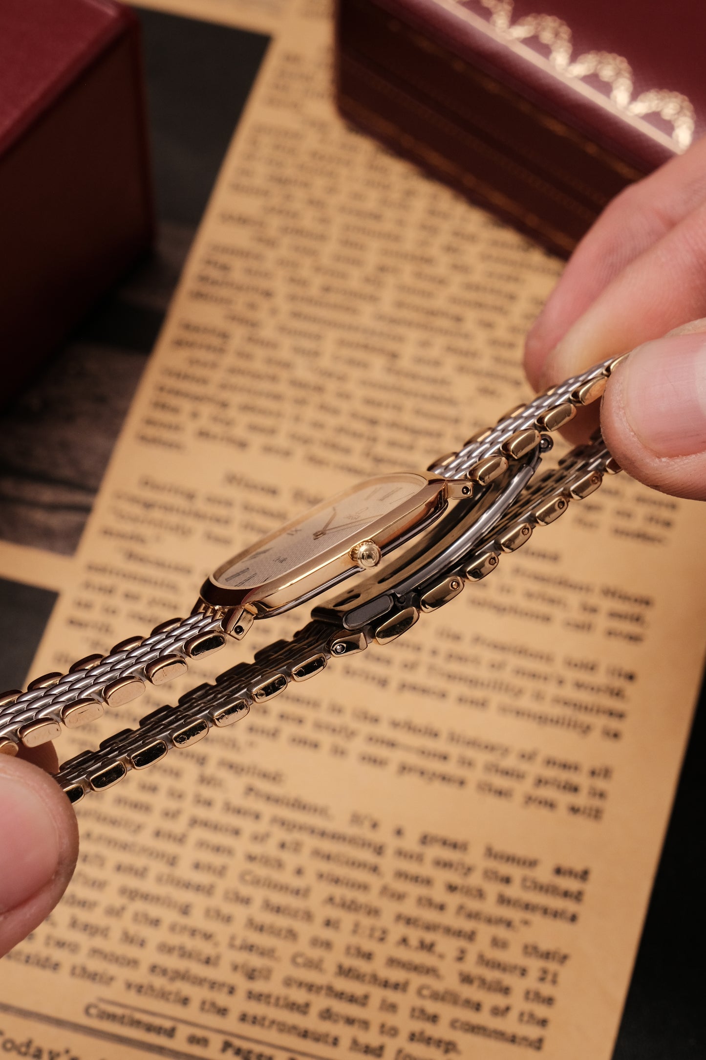 Omega De Ville Ref.395.0877 Cal.1378 Vintage Gold Quartz Integrated Bracelet