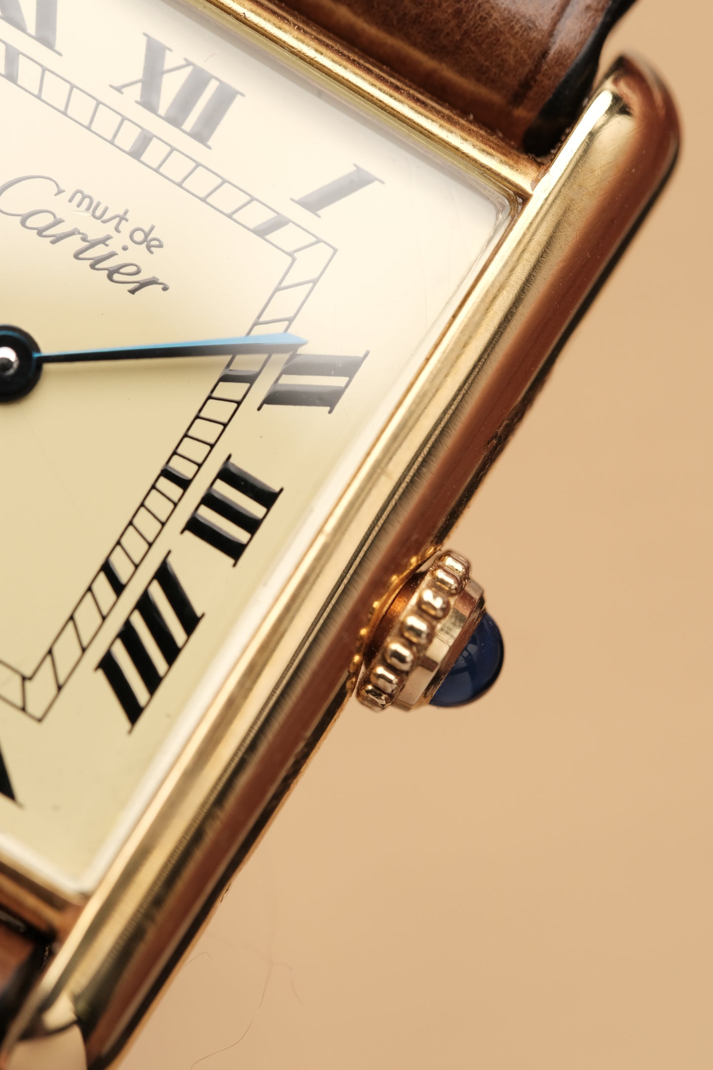 CARTIER MUST DE TANK VERMEIL (LM 23x31mm) ROMAN DIAL QUARTZ + Coffee Strap