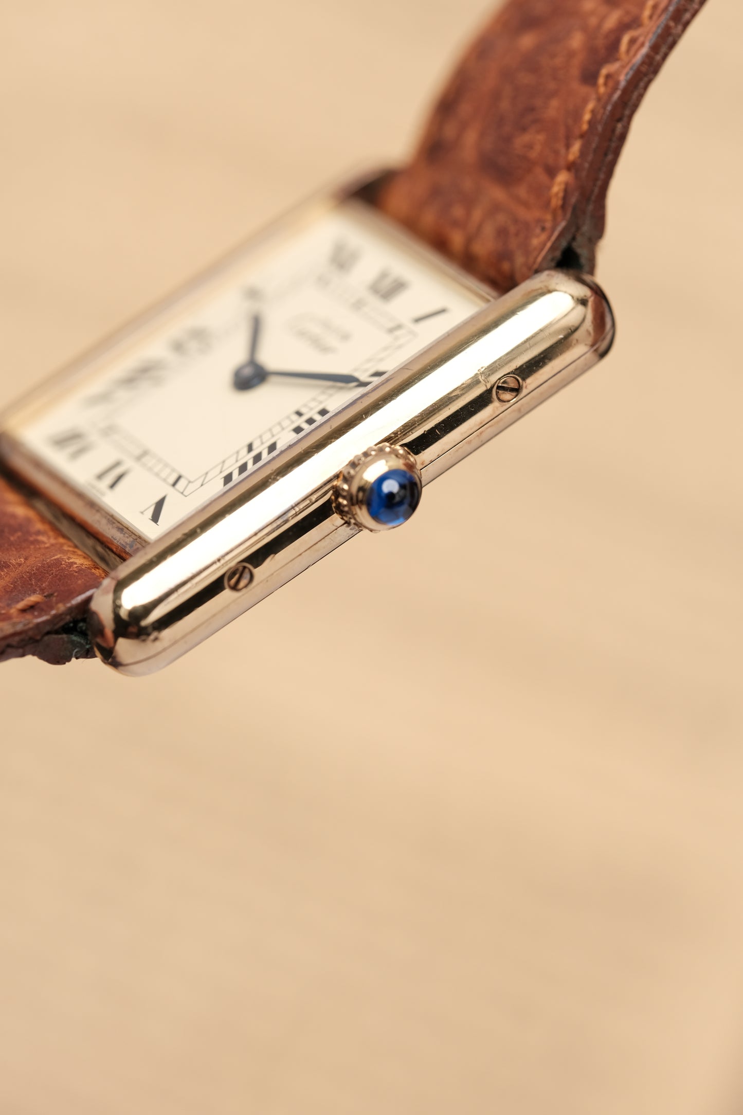 CARTIER MUST DE TANK VERMEIL (LM 23x31mm) ROMAN DIAL QUARTZ Ref.590005