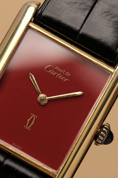 CARTIER MUST DE TANK VERMEIL (LM 23x31mm) HAND WINDING FERRARI RED DIAL