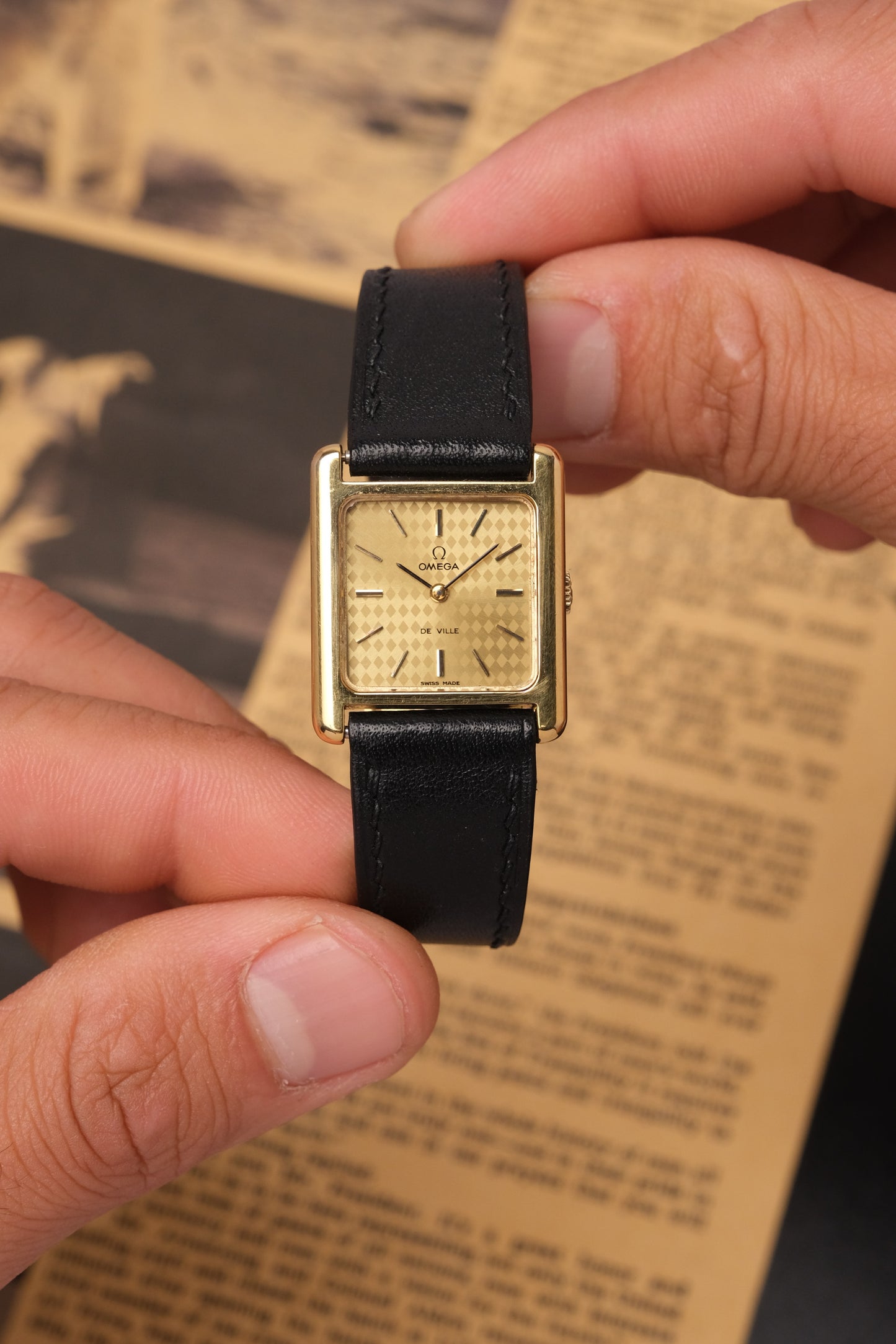 Omega De Ville Tank “Mini Normale” Champagne Mosaic Dial Manual Winding Ref. 511.0406