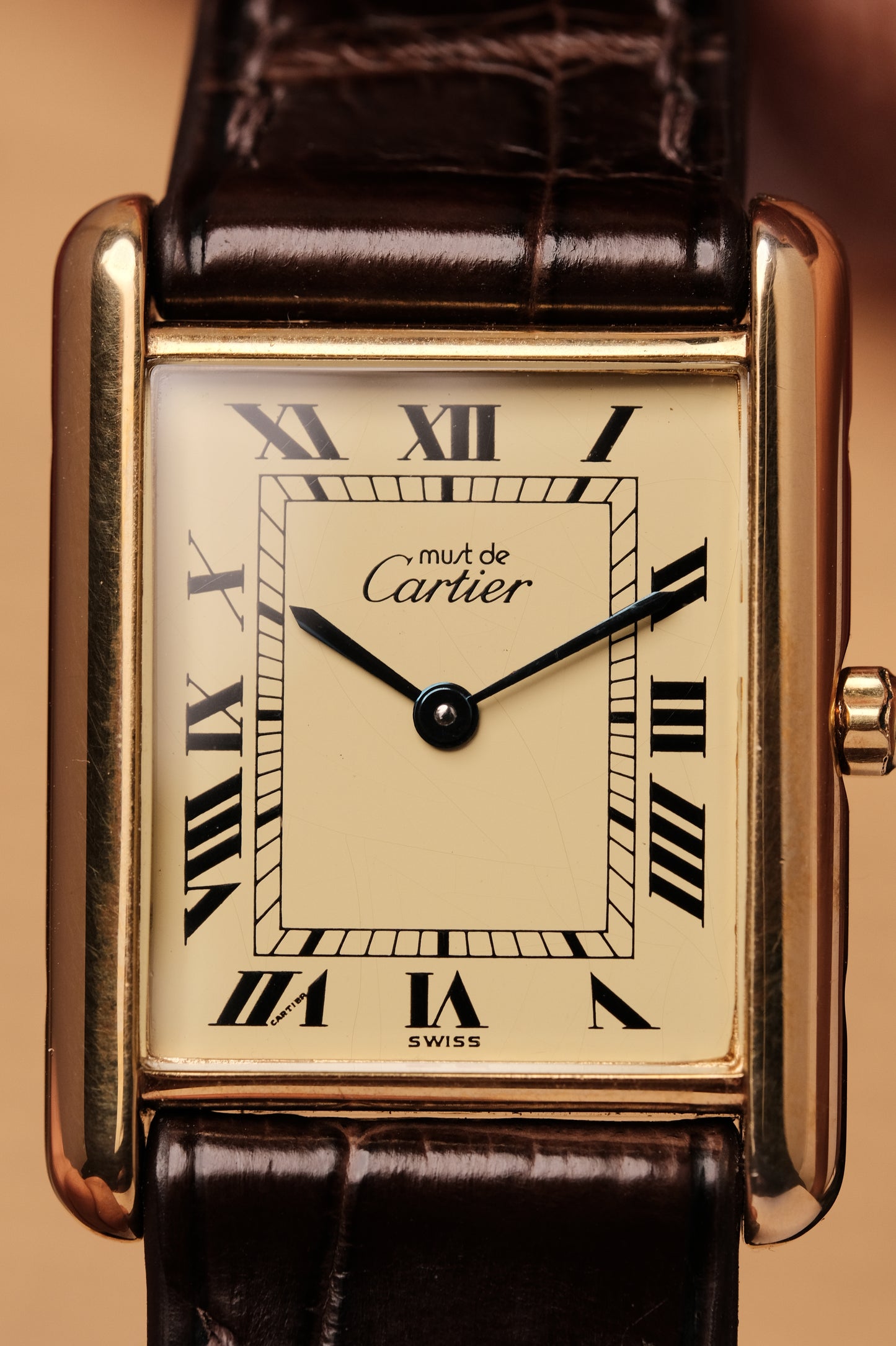 1990's CARTIER MUST DE CARTIER TANK VERMEIL ROMAN DIAL QUARTZ 23MM