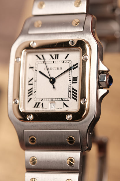 Cartier Santos Galbée 1566 Gold/Steel White Dial LM (29x41mm)