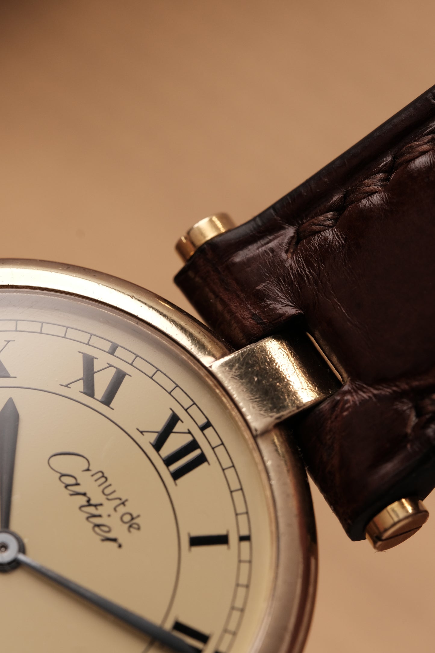 1990's  Cartier  Must Vendome LM Vermeil Quartz Gold Plated 30mm