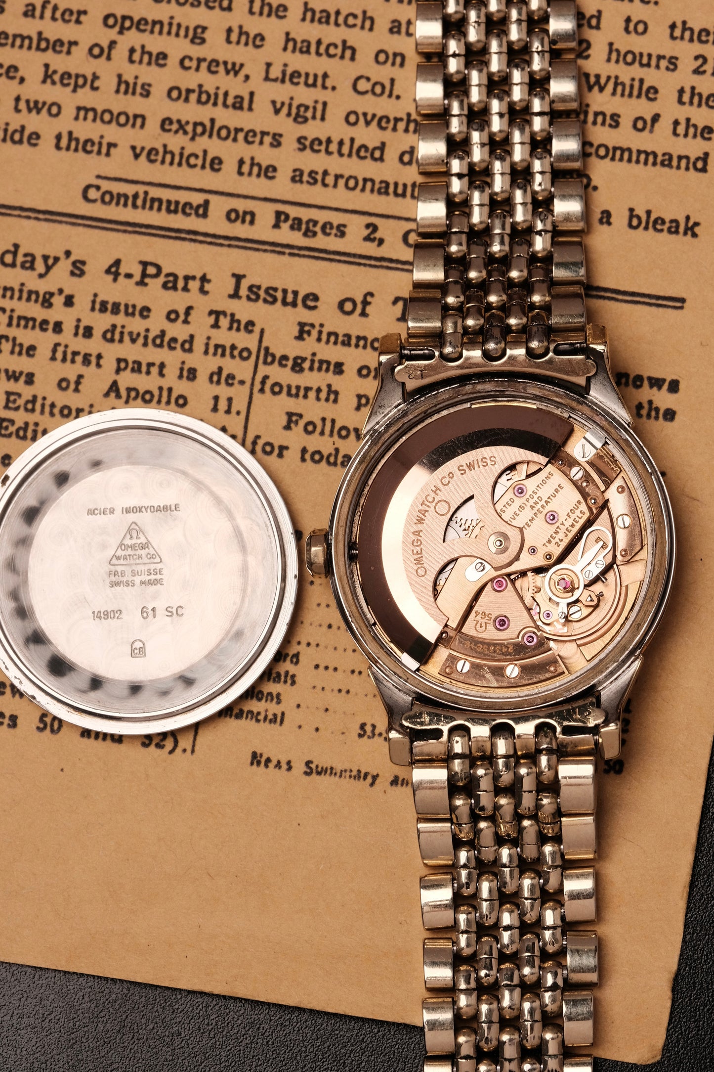 1966 OMEGA CONSTELLATION PIE PAN DOG LEG GOLD  CROSS HAIR DIAL AUTOMATIC CHRONOMETER REF. 14902-61 SC