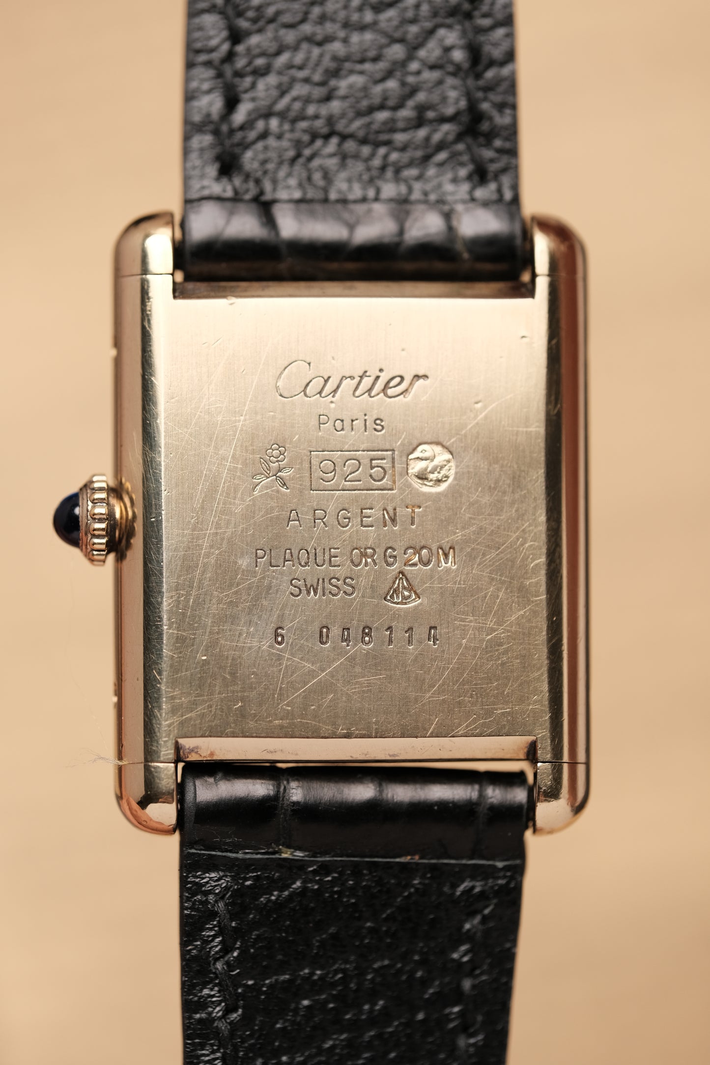 CARTIER MUST DE TANK VERMEIL (LM 23x31mm) HAND WINDING BLACK DIAL 6048114