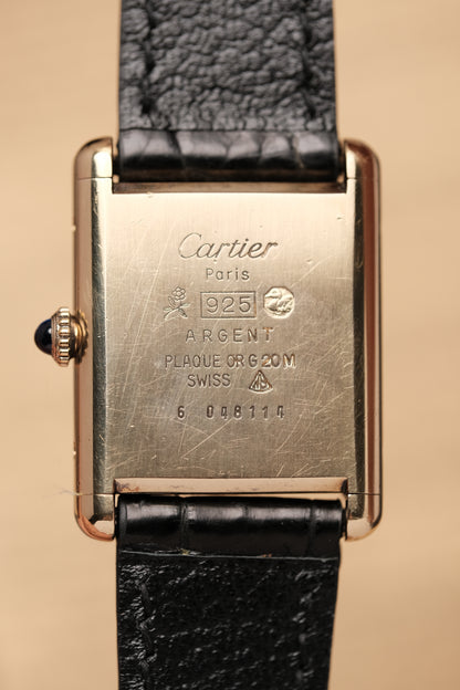 CARTIER MUST DE TANK VERMEIL (LM 23x31mm) HAND WINDING BLACK DIAL 6048114