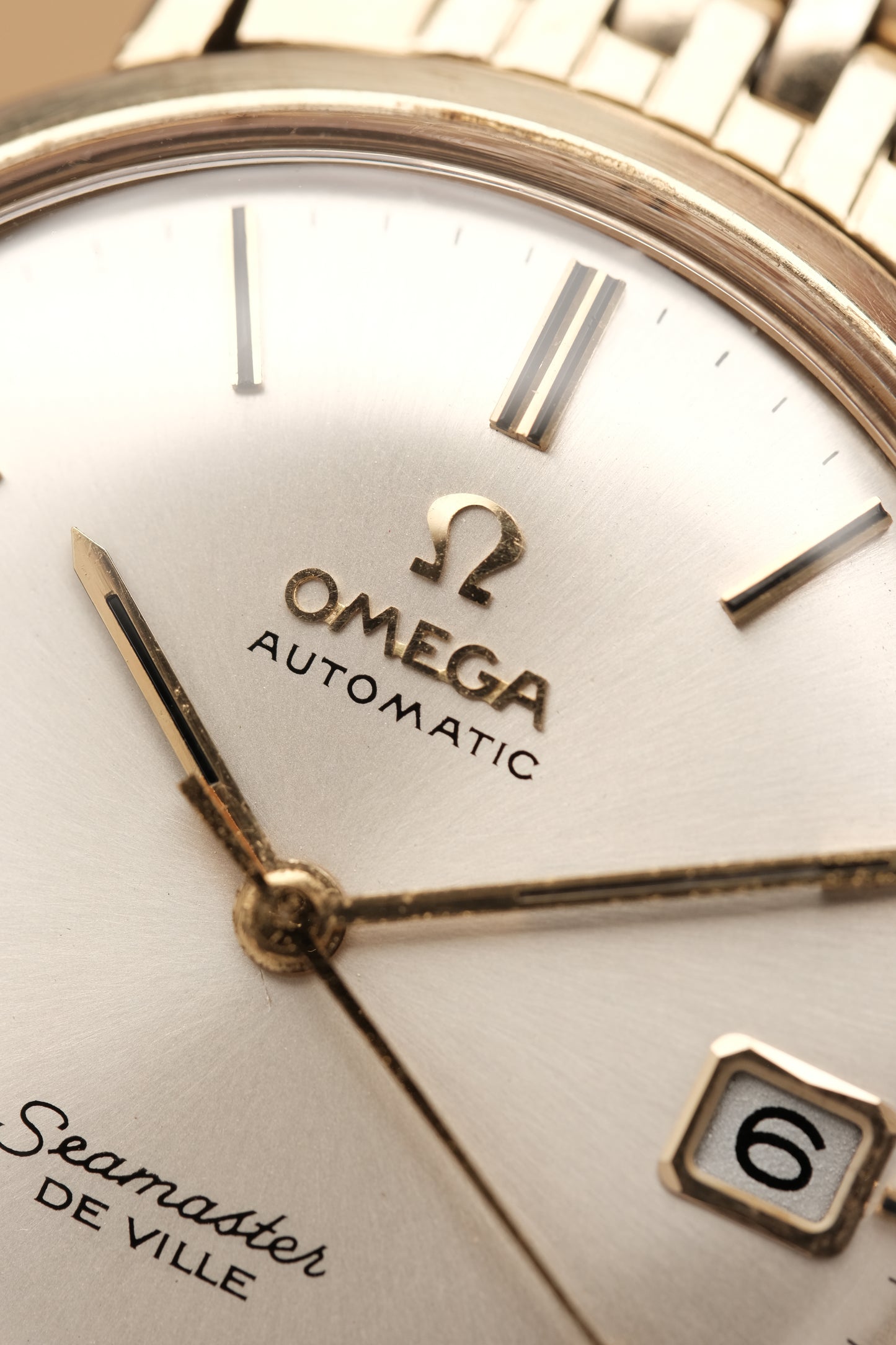 1967  14K Solid Gold Omega Seamaster De Ville reference LL 6590-1 34mm with Gold beads of rice bracelet