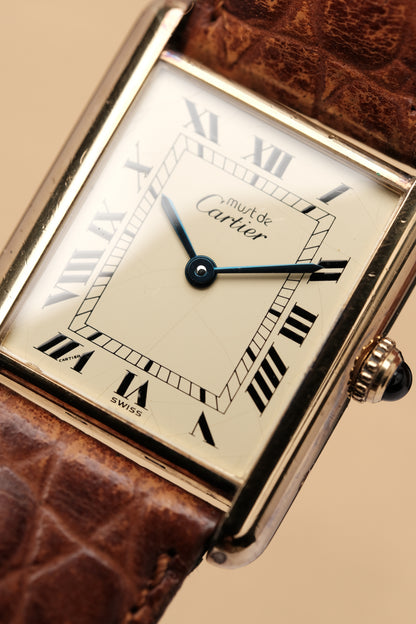 CARTIER MUST DE TANK VERMEIL (LM 23x31mm) ROMAN DIAL QUARTZ Ref.590005