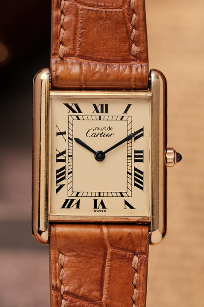 CARTIER MUST DE CARTIER TANK VERMEIL ROMAN DIAL REF. 64221