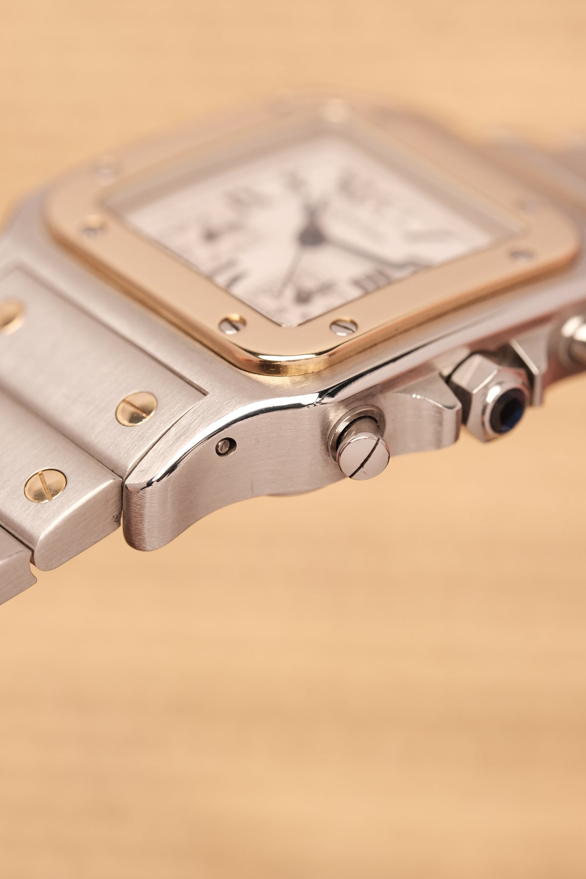 Cartier Santos Galbée Chronoflex Gold/Steel White Dial LM (29x41mm)Ref. 2425 + Box