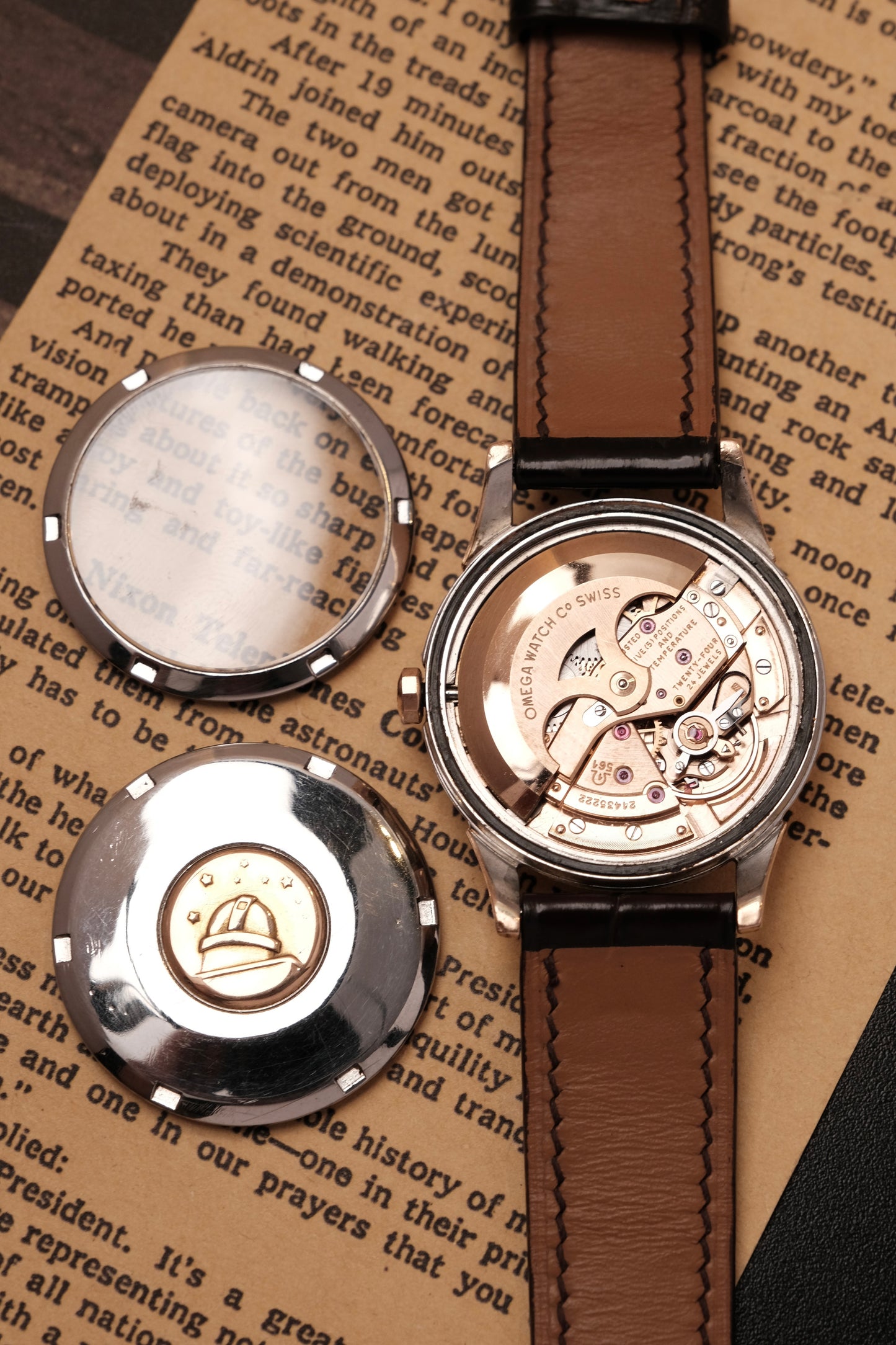 Vintage 1964 Omega Constellation Pie Pan Rose Gold Crosshair Dial  REF. 14393-10 SC (MOD CASE BACK)