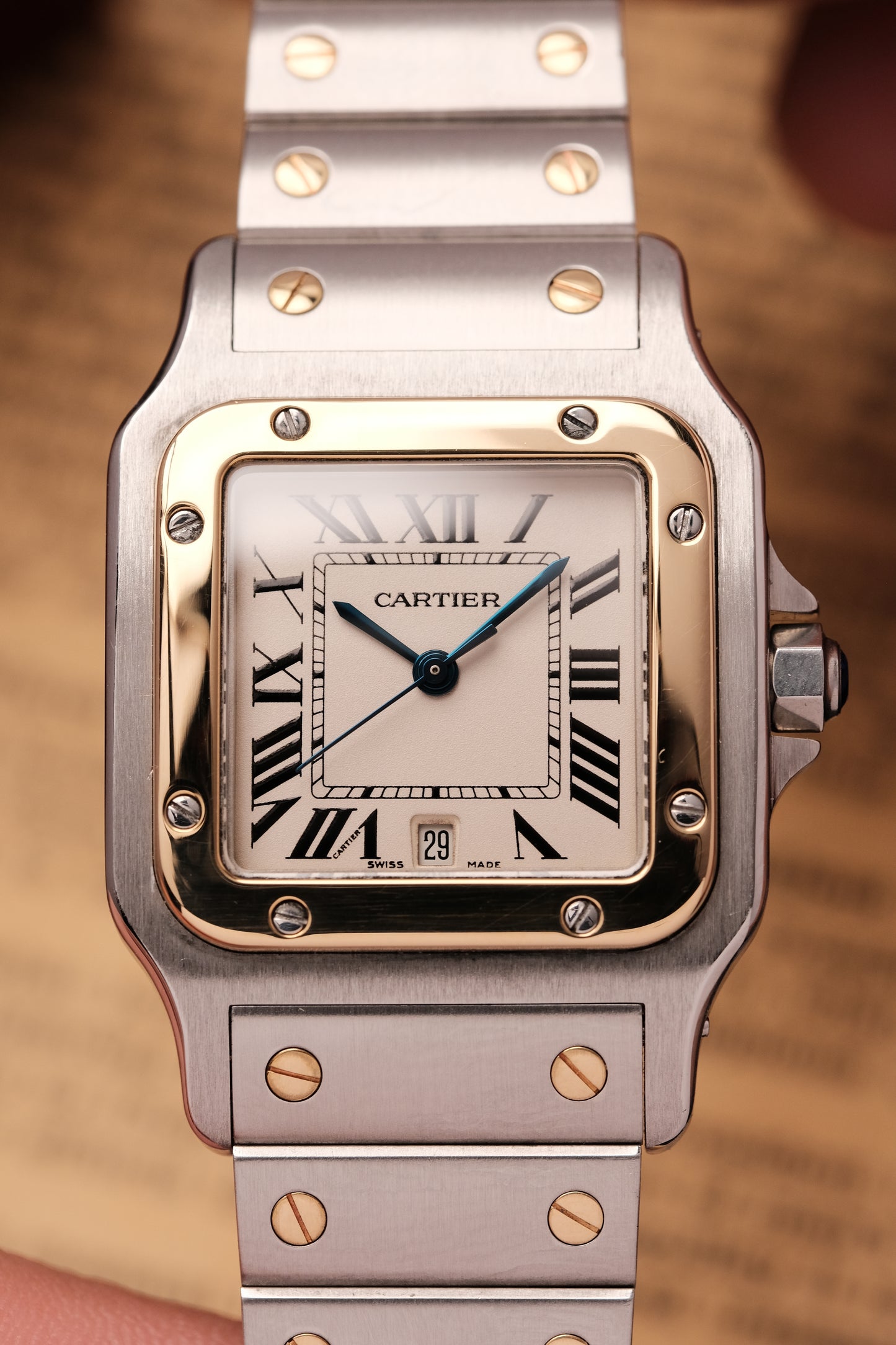Cartier Santos Galbée 1566 Gold/Steel White Dial 29x41mm Y2K